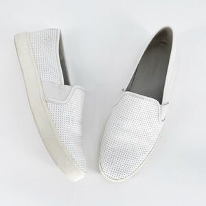 VINCE Blair 5 Slip On Leather Sneaker in Perforated White Women's 8